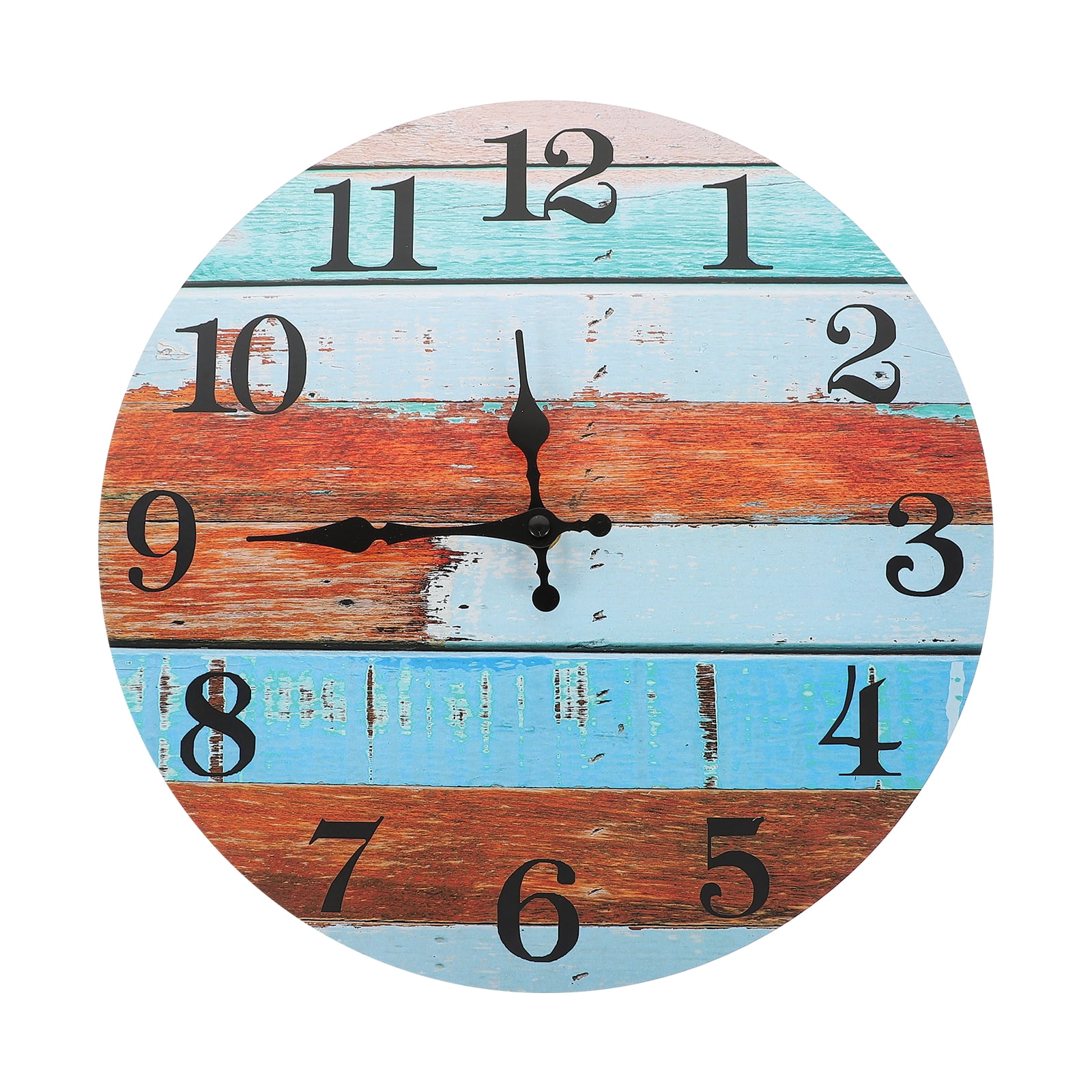 Wood Grain Wall Clock Round Shaped 12 Inch Clocks Vintage Office Decor
