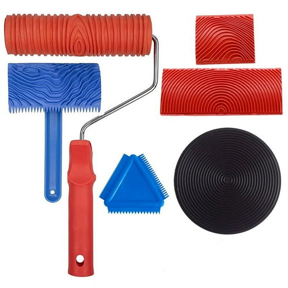 Wood Graining Tool Set, 6Pcs 7Inch Grain Roller Rubber Paint DIY Painting