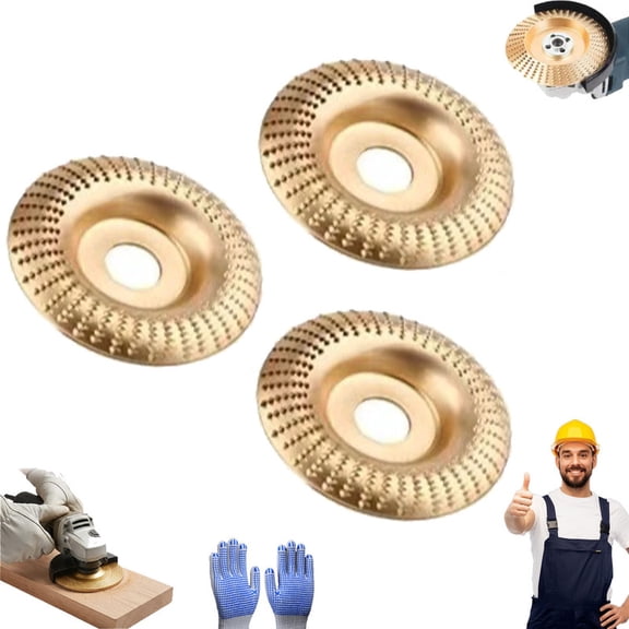 Wood Grinding Disc for Angle Grinder, 3PCS Wood Carving Disc Set, 3PCS 4" Grinding Wheels, Wood Carving Sanding Disc Accessory for Polishing Tools, Polishing of Flat, Beveled, and Curved Surfaces