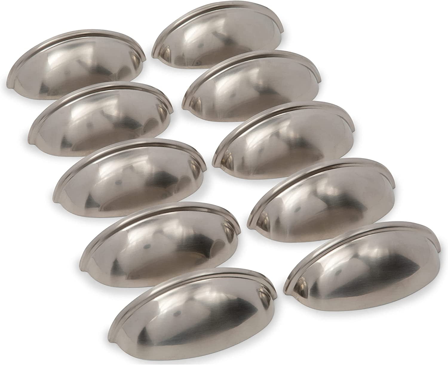 Wood Grip Aviano Satin Nickel Cup Pull - Sleek and Modern Cabinet Hardware Collection