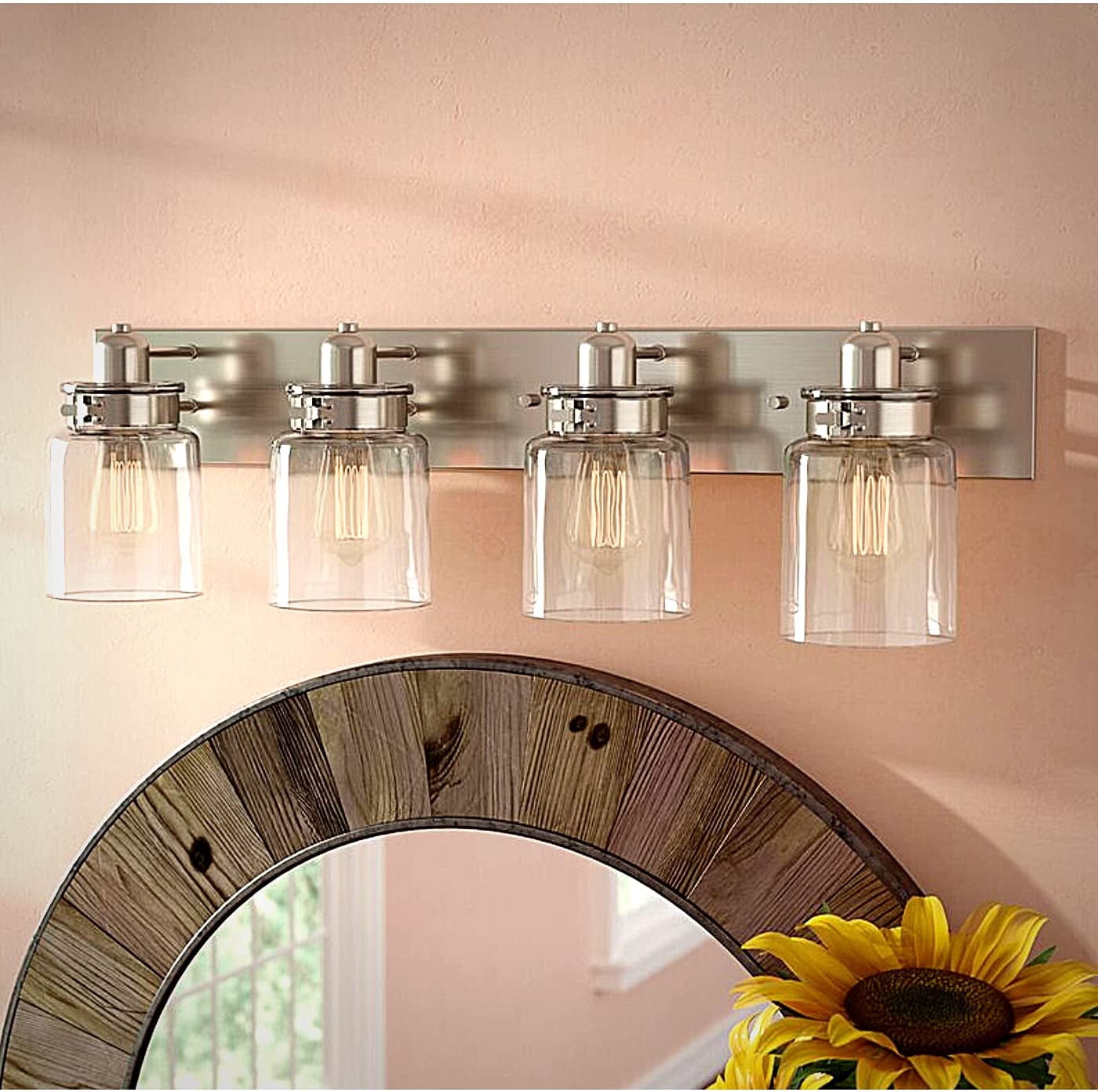 Idb | Bathroom Vanity Light Fixture - Bath Interior Lighting Brushed Nickel 2