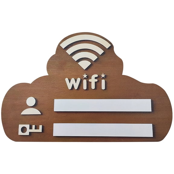 Wood Guest WiFi Sign Reusable Erasable Wireless Network Card Cloud 140x219x4.5mm