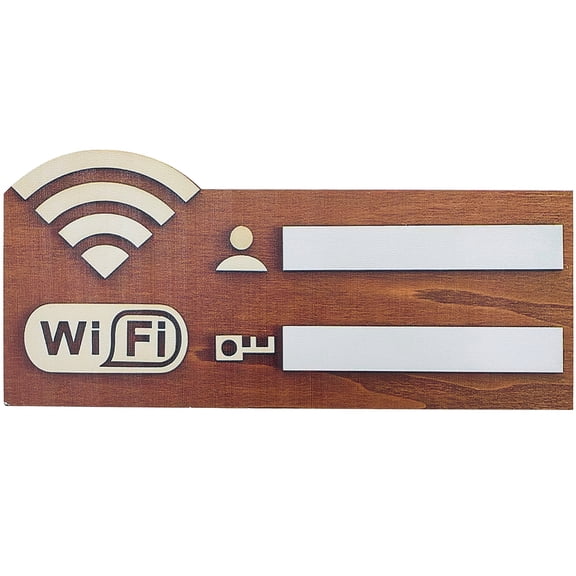 Wood Guest WiFi Sign Reusable Erasable Wireless Network Card Rectangle 100x228x4.5mm diy
