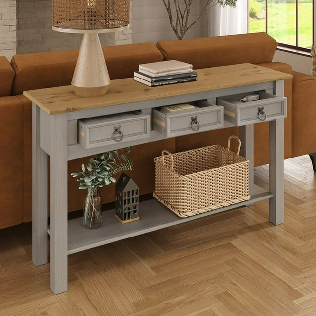 Bridge Brazil Wood Hall Table Console 3 Drawers Corona | Furniture Dash ...