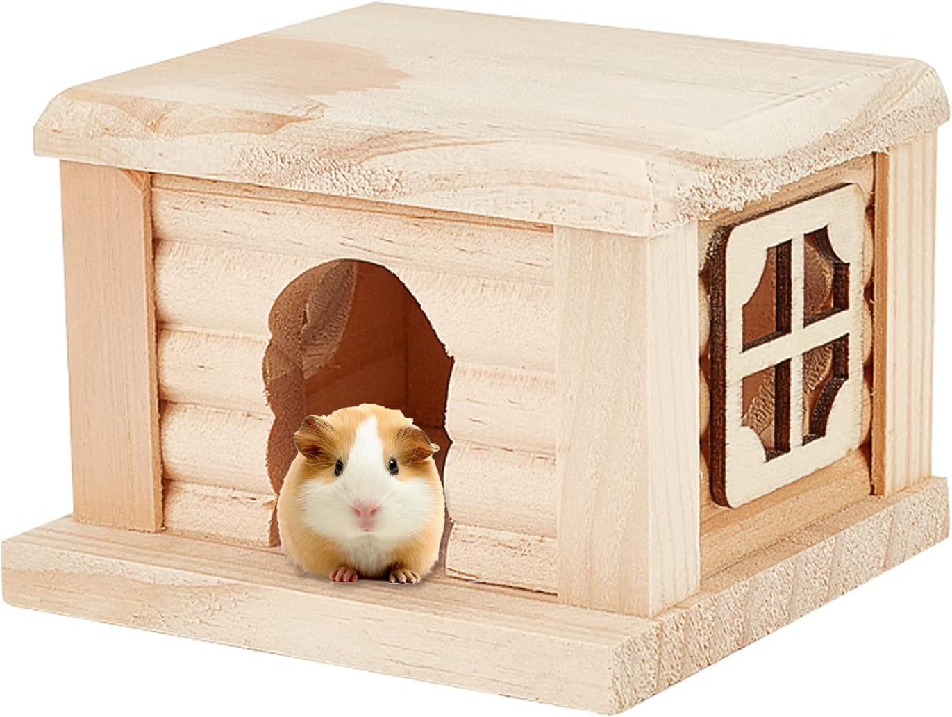 Wood Hamster House 2 Pcs Natural Chewable Small Animal Hideout Wooden ...