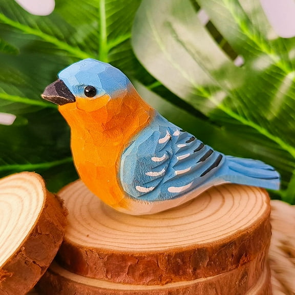 Wood Hand Carving Bird Art Decoration Crafts Children's Gifts,E