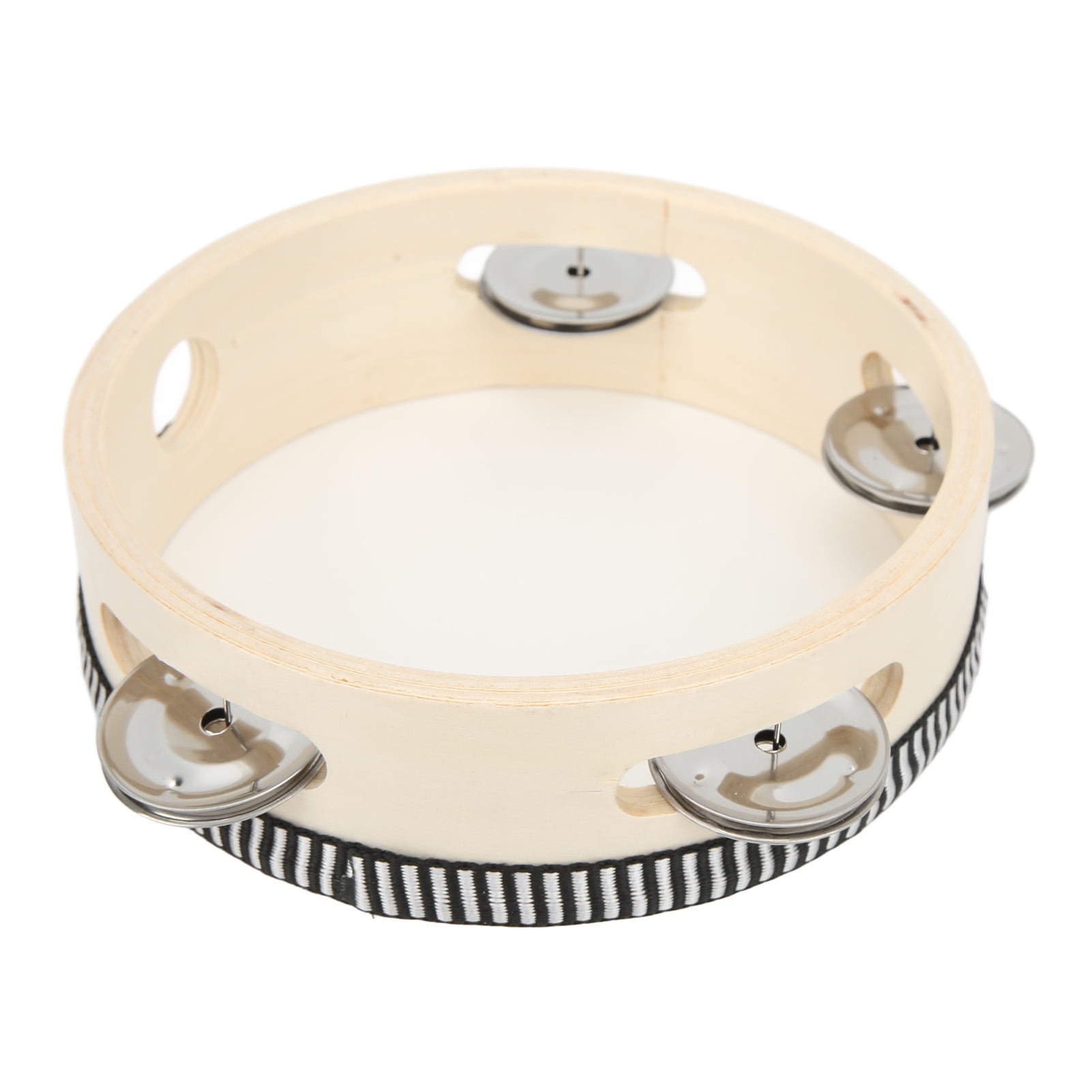 Wood Handheld Tambourine for Kids and Adults, 154mm Polyester Crisp