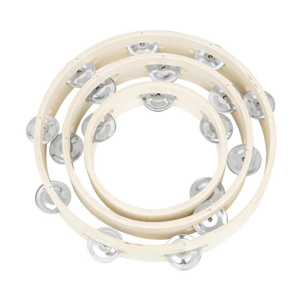 Wood Handheld Tambourines Bells Musical Instrument Hand Bells Toy with Bells