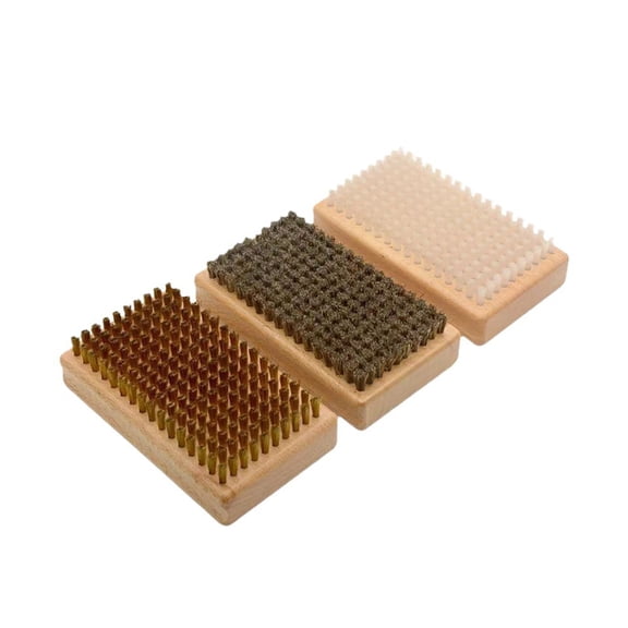 Wood Handle Brass/Nylon/Horsehair Ski Waxing Brush Snowboard Waxes Brush Maintenance Tool Snowboards Brushes Easy to Use