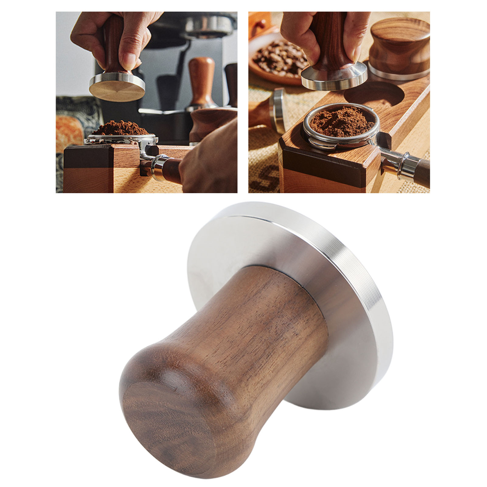 Wood Handle Coffee Tamper,Coffee Powder Hammer Tamper Powder Hammer Pressed Stainless Steel