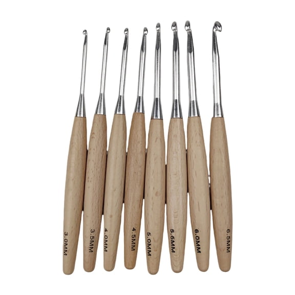 Wood Handle Crochet Hook Ergonomic Crochet Needle 3.0mm-6.5mm for Knitting Craft