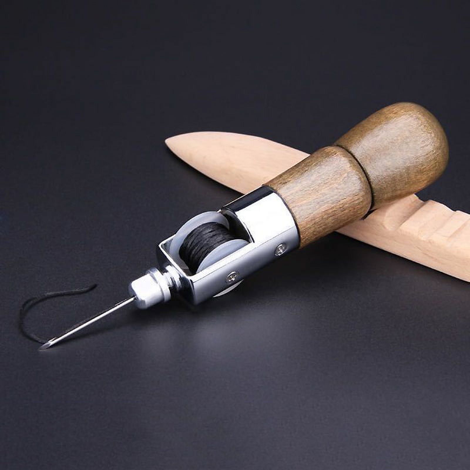 Wood Handle Leather Sewing Awl Kit,Hand Stitcher Professional Handmade Leather Sewing Machine