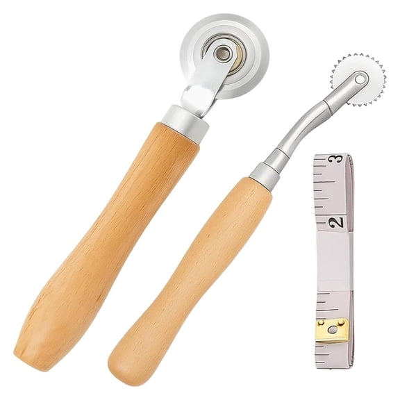 Wood Handle Metal Creasing Tool With Perforating Tracing Wheel For Cardboard Scrapbooking Paper Craft Project