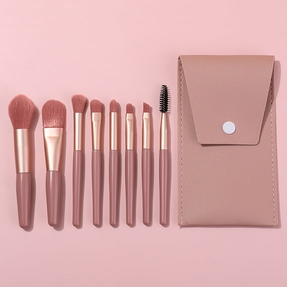 Wood Handle Morandi Makeup Brush Set Mini Portable Soft Hair Beauty Tool Kit 8PCS
