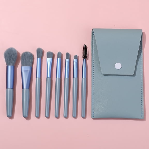 Wood Handle Morandi Makeup Brush Set Mini Portable Soft Hair Beauty Tool Kit 8PCS