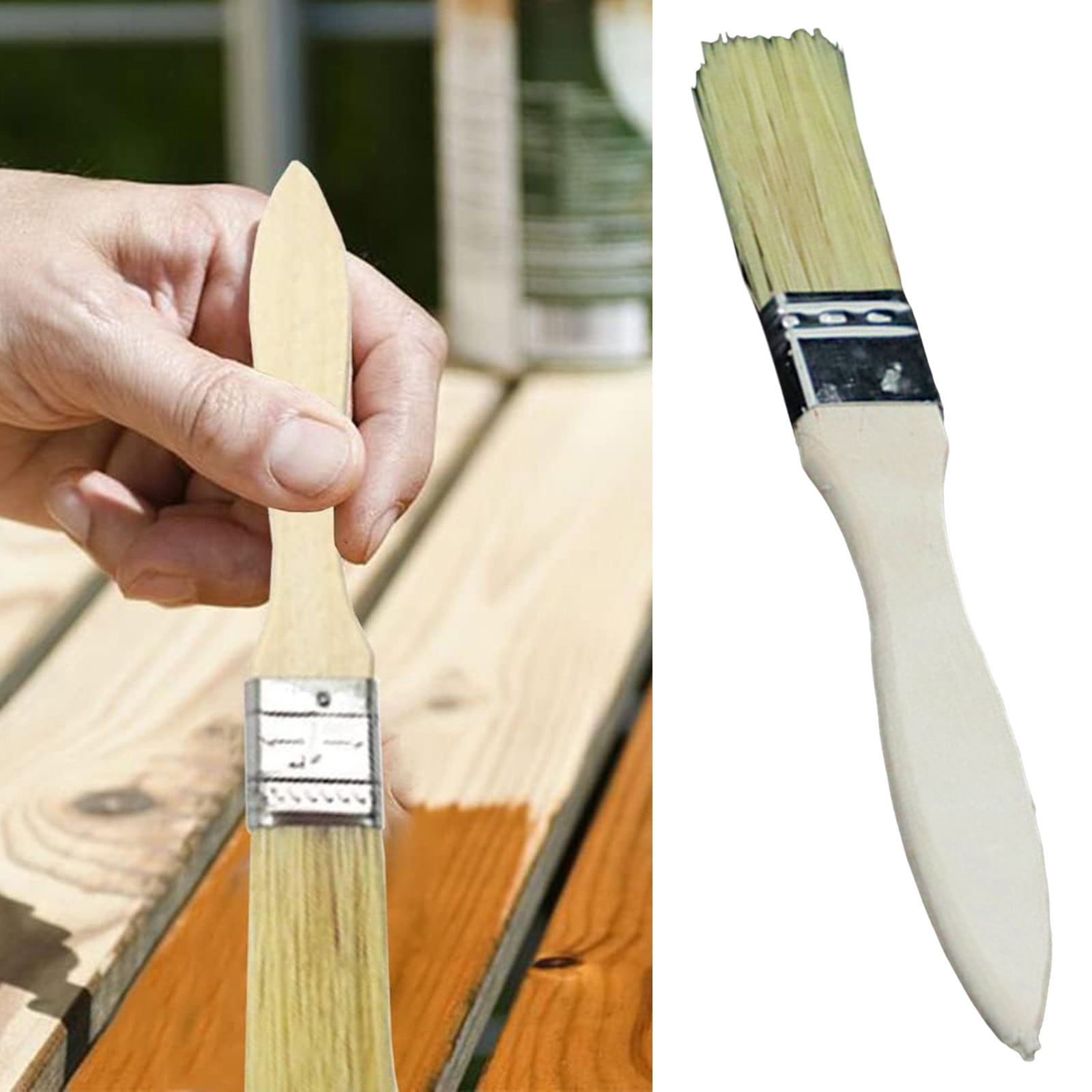 Wood Handle Paint Brush Hard Pig Hair Mixed With Silk Hair Sweep Baking