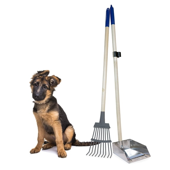 Wood Handle Pooper Scooper Durable Solid Metal Poop Tray With Rake 36.75" Long Handled Scoop | Great For Large Or Small Dogs No Assembly Required Better The Than Plastic