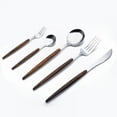 thumbnail image 1 of Stainless Steel Dinner Spoons Knife and Fork Set with Wooden Shank Flatware Tableware Small Fork Dinnerware (Gold/Silver), 1 of 3