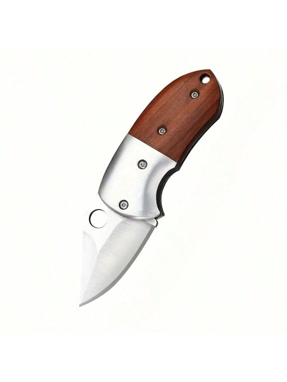 Wood Handle Stainless Steel Outdoor Folding Mini Pocket Knife - Portable Keychain EDC Tool With Wood Grain Design, Compact For Daily Carry & Outdoor Use (2.76 Inch)