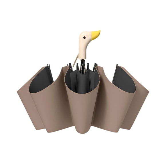 Wood-Handled, Black Rubber Cloth Umbrella with 8 Bones: Duck Head Design, Sun & Rain Protection for All-Weather Use in Multiple Colors