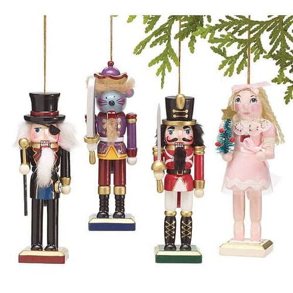 Wood Handpainted Nutcracker Ornaments, 4 Assorted