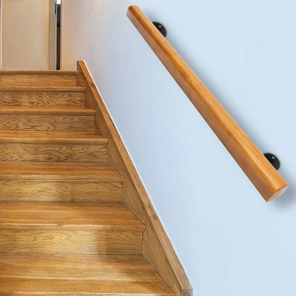 Wood Handrails for Indoor Stairs, Safety Non-Slip Stair Railing, Professional Pine Handrails Support Rod Complete Kit