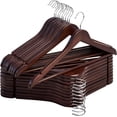 thumbnail image 1 of Storageworks Wood Hangers 20 Pack, Premium Wooden Coat Hangers with Contoured Shoulders, Non-Slip Pant Bar, Heavy Duty Suit Hangers, Walnut, 1 of 8