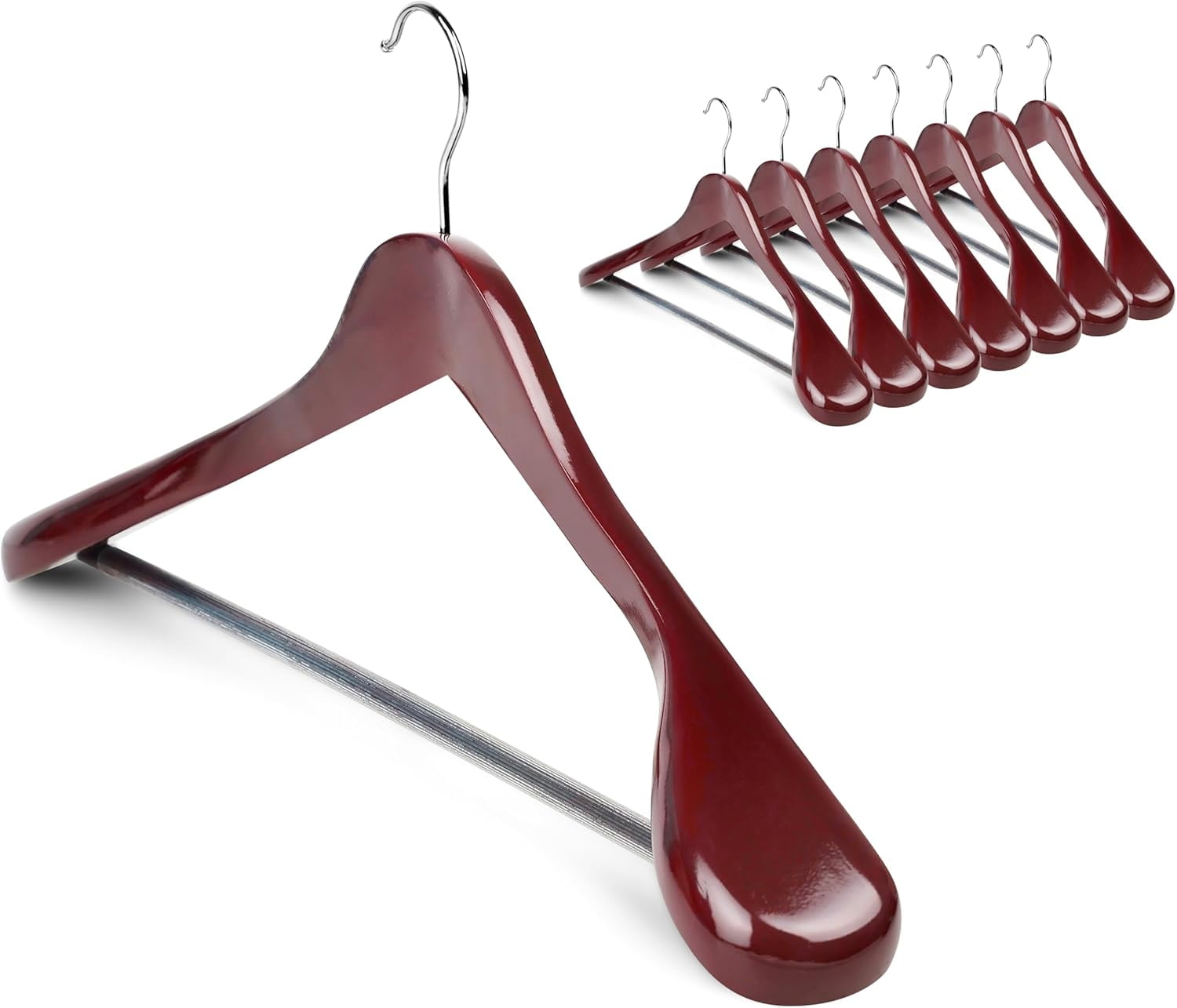 Wood Hangers Trouser Hangers Extra Wide Shoulder Wooden Hangers for Heavy Coat, Sweater, Skirt, Suit, Pants, Retro Finish