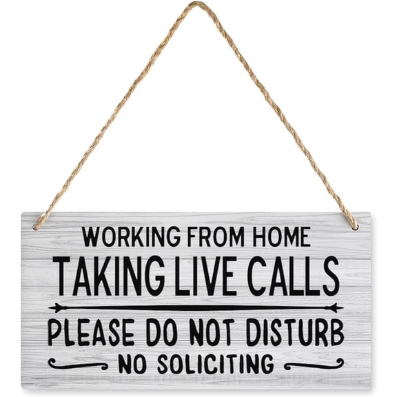 Wood Hanging Decor Sign Working From Home Sign Taking Live Calls Do Not Disturb Wooden Wall Art Decor Decorative Plaque Sign For House Family Living Room Bedroom Kitchen 12X 6 Inch