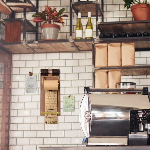 Wood Hanging Memo Board Cork Wall Organizer With Writing Paper Roll For Home Notes Reminders Message Center