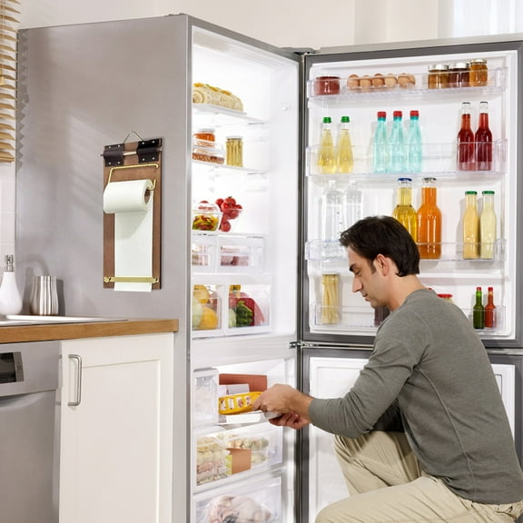 Wood Hanging Memo Board, with 1 Roll Writing Paper, Cork Wall Organizer, Home Message Center for Notes/Reminders