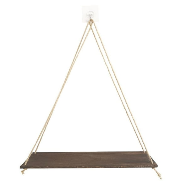 Wood Hanging Shelf, Floating Wall Swing Storage Shelves, Rope Organizer Rack, Wall Shelf Shelf Rope Shelf Storage Floating Shelves Handmade L-Dark Wood