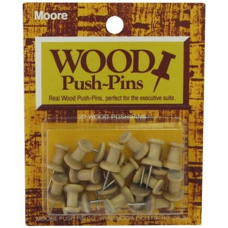 Wood Head Push Pins - 20 Pieces