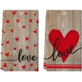 thumbnail image 1 of Wood Heart Love Valentine''s Day Kitchen Towels Dish Towels, 18x26 Inch Anniversary Wedding Farmhouse Decoration Hand Towels Set of 2, 1 of 6