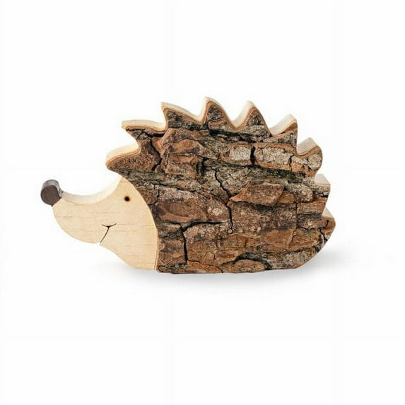 Wood Hedgehog Figurines for Home Decor - 4.2" Wood Miniature Porcupines - Hedgehog Gifts