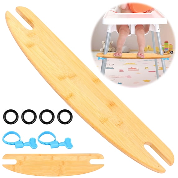 Wood Highchair Footrest for Dining Bamboo Wooden Footrest Height Adjustable High Chair Accessory Suitable Footstool with Rounded Corner