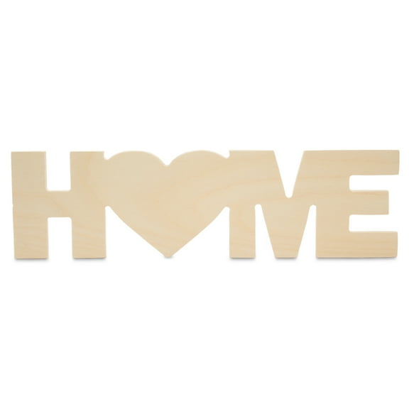 Wood "Home" Cutout 5-inch x 18-inch, Pack of 1 Unfinished Wood Home Letters Sign for Home Decor and Family Craft, by Woodpeckers