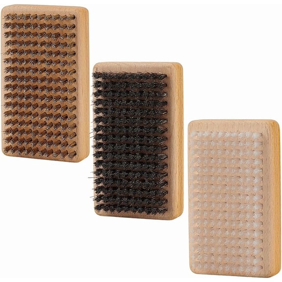 Wood & Horsehair Skis Wax Cleaning Brush Rectangle Mixed color 121x71~72.5x32.5~33mm 3pcs/set
