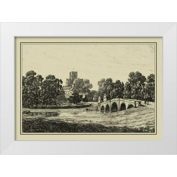 Wood, I.G. 32x24 White Modern Wood Framed Museum Art Print Titled - Idyllic Bridge II