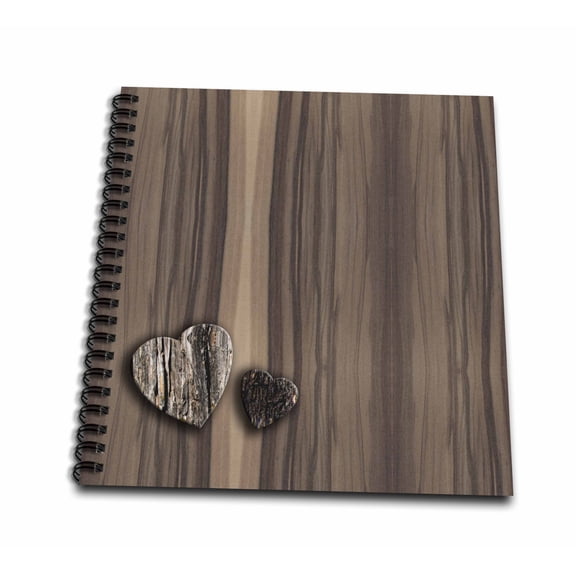 3dRose, Wood Image with Two Hearts, Mini Notepad 4 x 4 inch