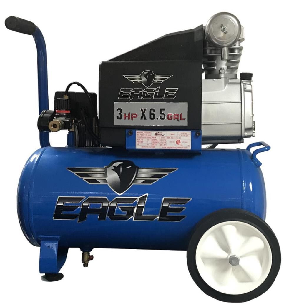 Wood Industries 653036L Cast Iron 6.5 Gallon 3HP 110V 125 PSI 1-Stage 1 Cylinder Oil Lube Air Compressor 6.5 gal