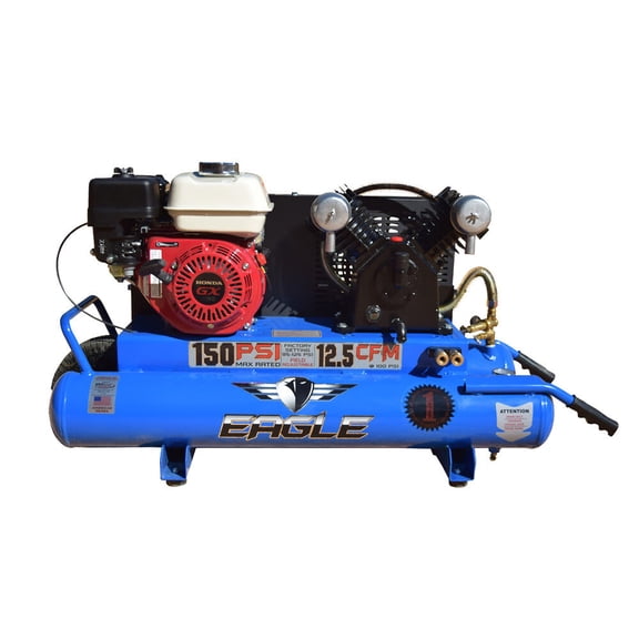 Wood Industries TT55G Cast Iron 5.5HP 150 PSI 1-Stage Twin Cylinder Gas Air Compressor 10 gal
