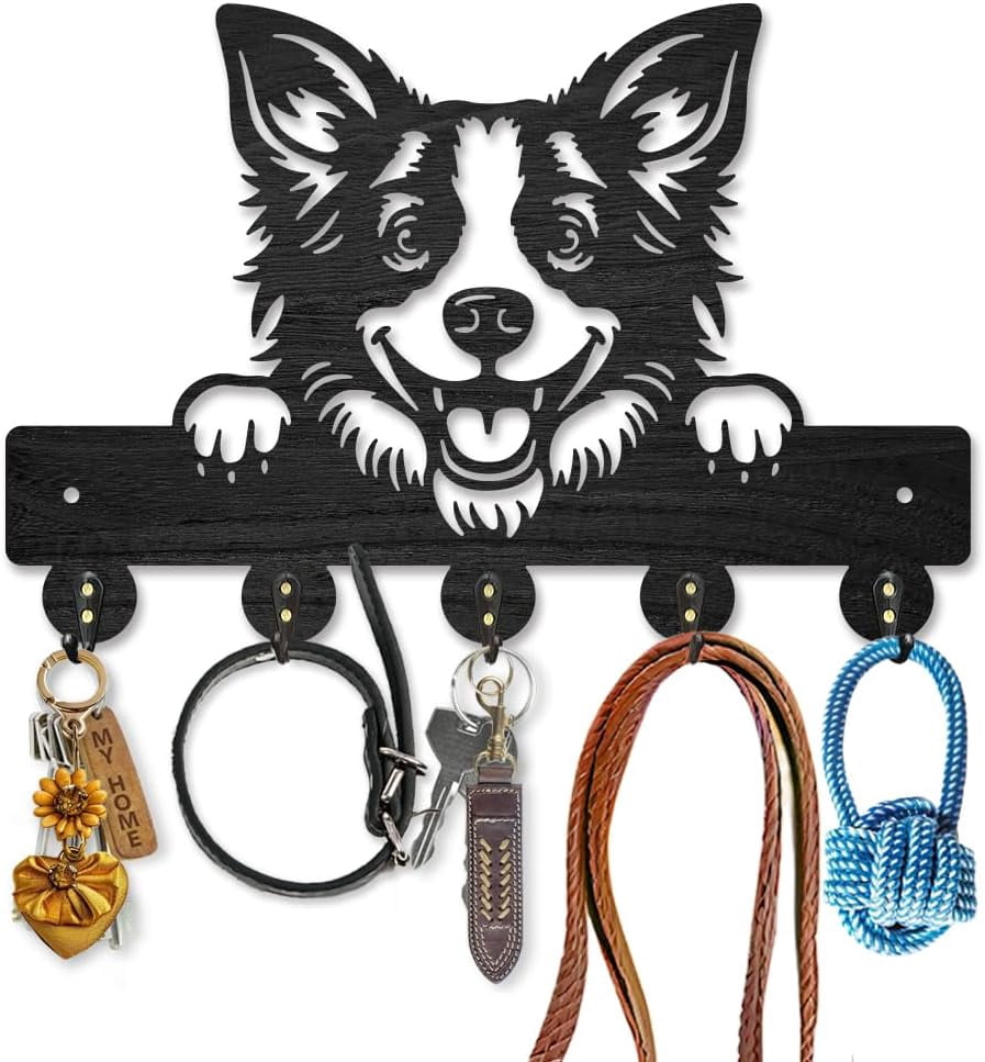 Wood & Iron Wall Mounted Hook Hangers Decorative Organizer Rack with ...