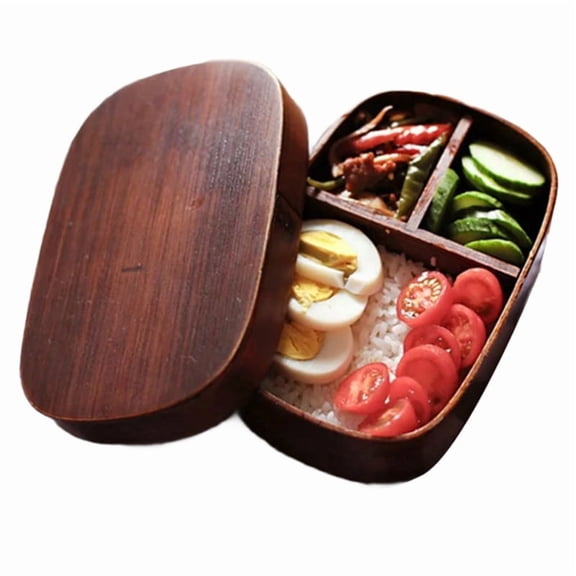 Everyday Lunch Japanese Style Single-Layer Bento Box - 700ml Hand-Polished Wood, Wooden Tableware