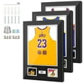 thumbnail image 1 of Wood Jersey Display Case with UV Protection Plexiglass, Mat & Pinboard for Football, Baseball, Basketball Shirts, Photos & Signatures (3 Pack), 1 of 7