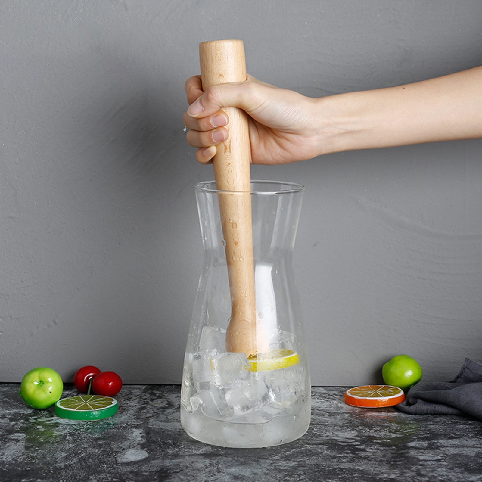 カクテルなどの本や、道具 Wood Juicer Cocktail Crushed Ice Stick Manual Lemon Fruit