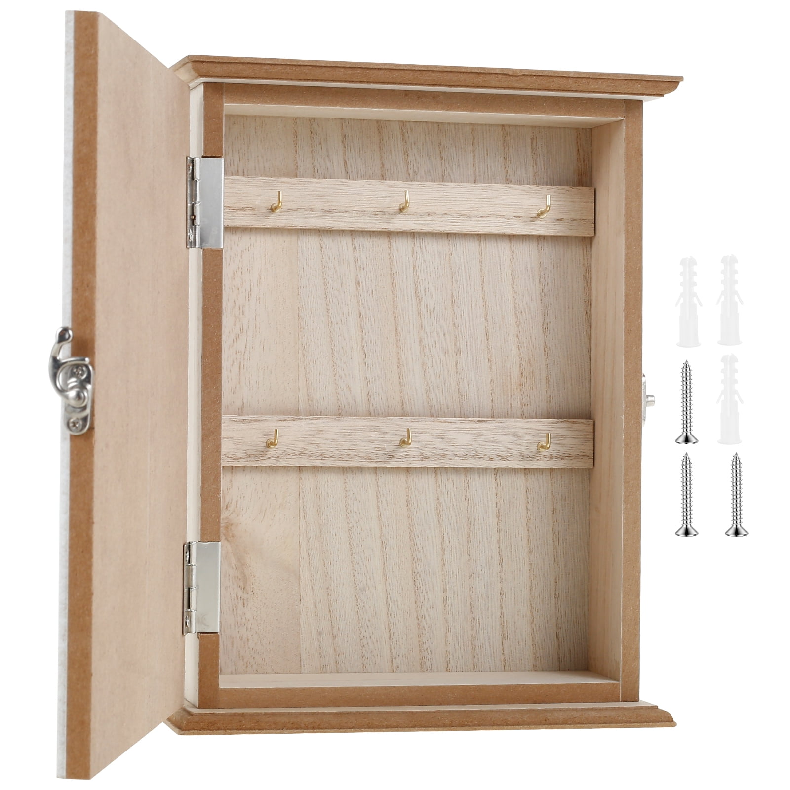 Wood Key Cabinet for Hanging Keys Wall Mount Wood Key Box Holder With ...