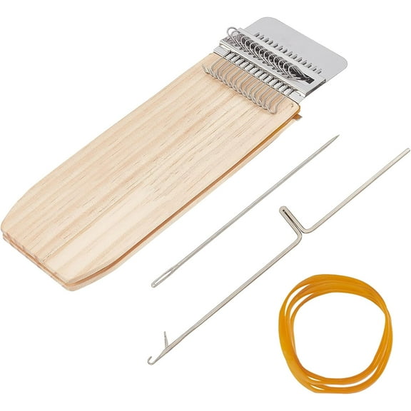 Wood Knitting Looms Mini Weaving Frame Loom Kit with Pin Rubber Findings