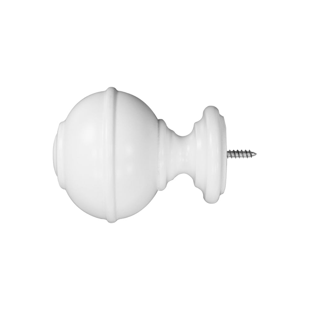 Wood Knob Finials in White for 1-3/8" Wood Pole (2-Pack)