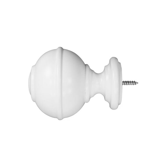 Wood Knob Finials in White for 1-3/8" Wood Pole (2-Pack)